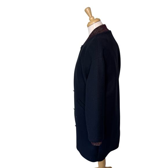 Des Petits Hauts MAURICETTE Stadium Coat Wool Marine Navy Size 1/Small - Picture 8 of 13